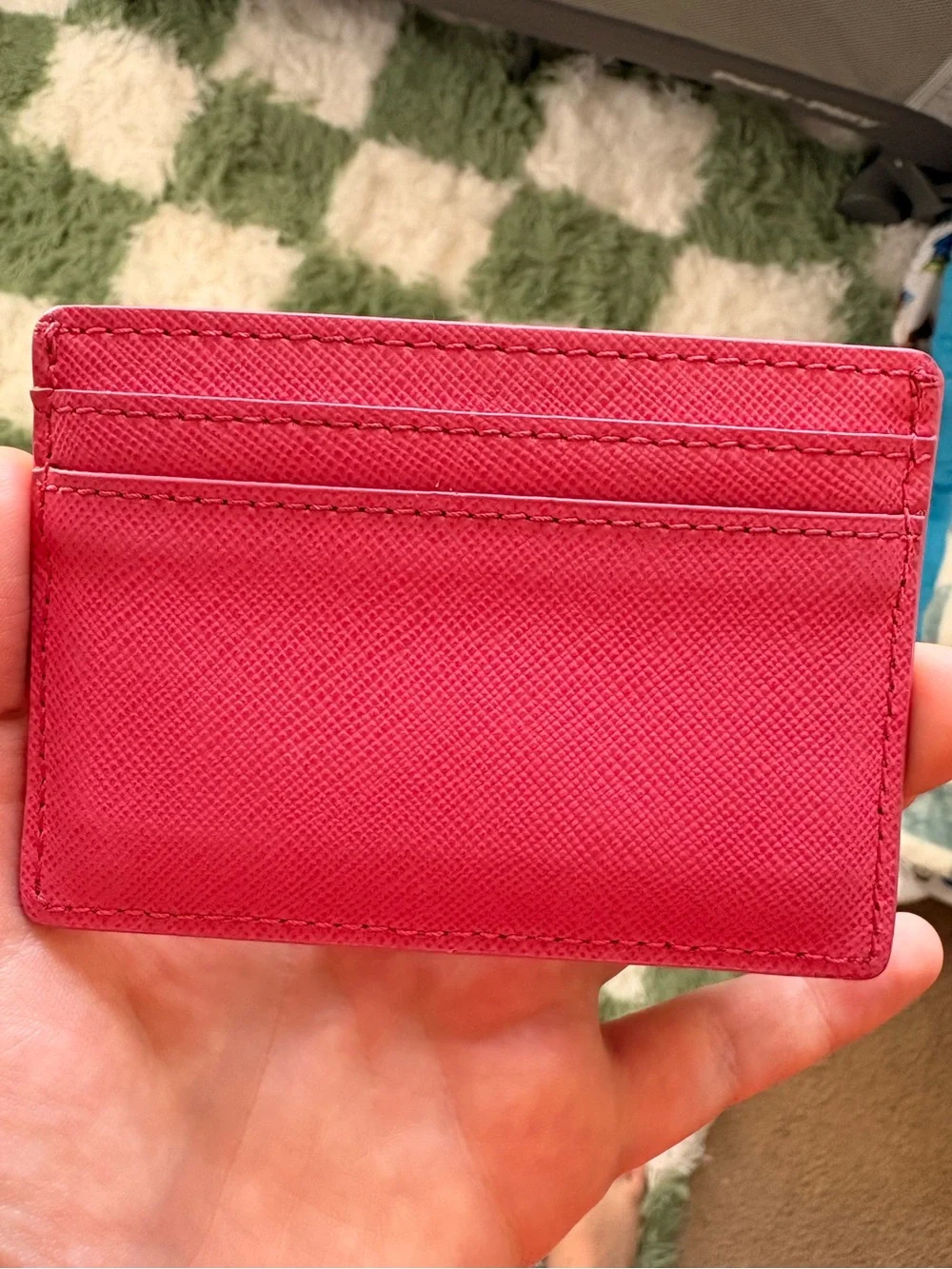 Tory Burch Hot Pink Leather Card & Key Holder with Gold Logo
